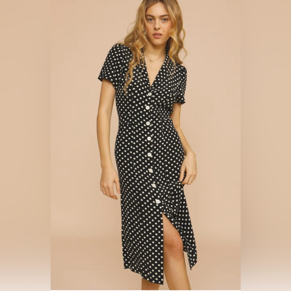 Rouje Marin polka dot dress 38 black white - Picture 4 of 10